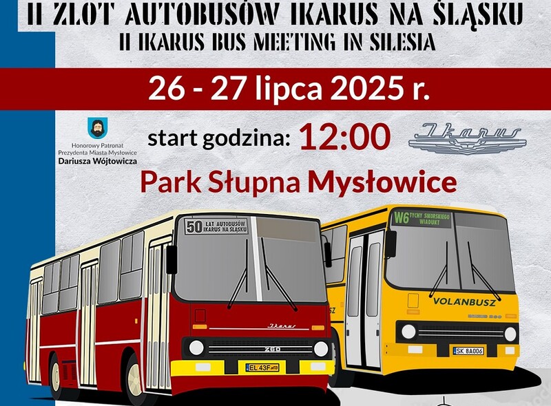 Kultowe Ikarusy wracają do Mysłowic! II Zlot w Parku Słupna już 26–27 lipca